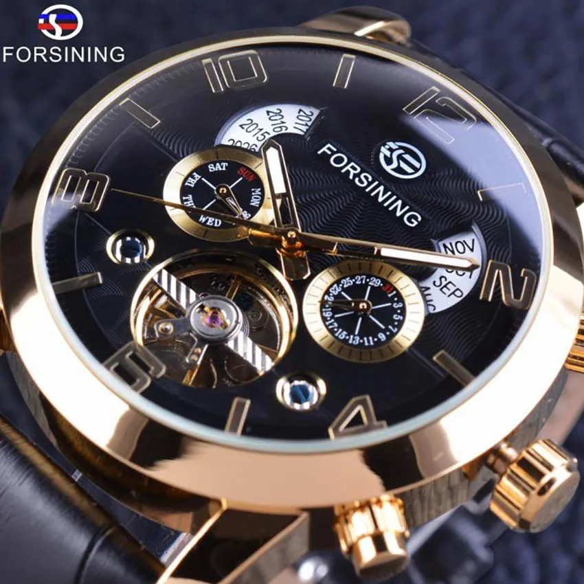

Forsining Men's Tourbillon Automatic Mechanical Watch Multi-function Large Dial Top Brand Luxury Men Clock Relogio Masculino