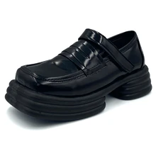 

Flats Women's Shoes 2022 Spring Winter New Chunky Mules British Style Lazy Shoes Fashion Casual PU Dress Square Toe Oxford Shoes