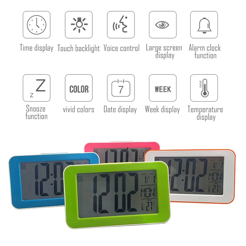 Многофункциональный Будильник цифровой светодиодный дисплей настольные часы домашний офис путешествия дети электронные настольные часы сенсорное управление Повтор