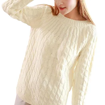

Women Sweater Pullovers Casual Long Sleeve O-neck Twist Knitted Christmas Sweter Casacos Femininos
