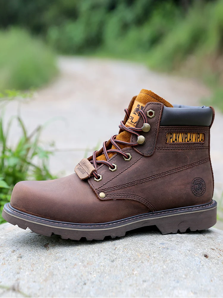 

Men's Genuine Leather Boots Classic Outdoor Boots Casual Shoes Ankle Motorcycle Boots Antislip Comfy Shoes Western Style