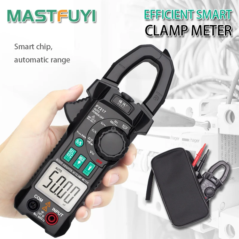 Цифровой зажим Mastfuyi FY212/FY217 тестер с функцией True RMS и автовыбором диапазона 600 А AC/DC