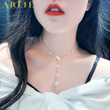 

ARLIE Kpop Fashion Bowknot Pearl Choker Necklaces Women Cute Gold Color Bijoux Rhinestone Pendant Necklaces Korean Jewelry 2020