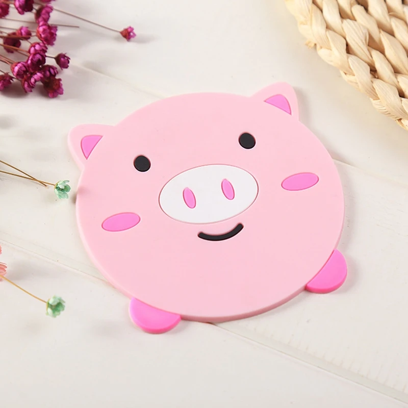  20Pcs Silicone Dining Table Placemat Coaster Kitchen Accessories Mat Cup Bar Mug Cartoon Animal Pan