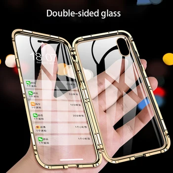 

Magnetic Adsorption Metal Cases For OPPO A5 A9 2020 A11 A11X Realme X2 XT Double-Sided Glass Magnet Fundas Phone Back Coque