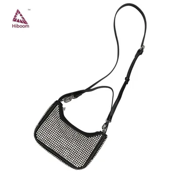 

Hiboom 2020 Autumn Winter Leather women's bag Rhinestone Handbags Leather Underarm Mobile Female BagBling bling drill bag