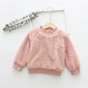 

1 2 3 4 5 Years Toddler Girls Hoodies Thicken Lambswool High Quality Sweatshirts For Girls Baby Girls Clothing Child Pullover