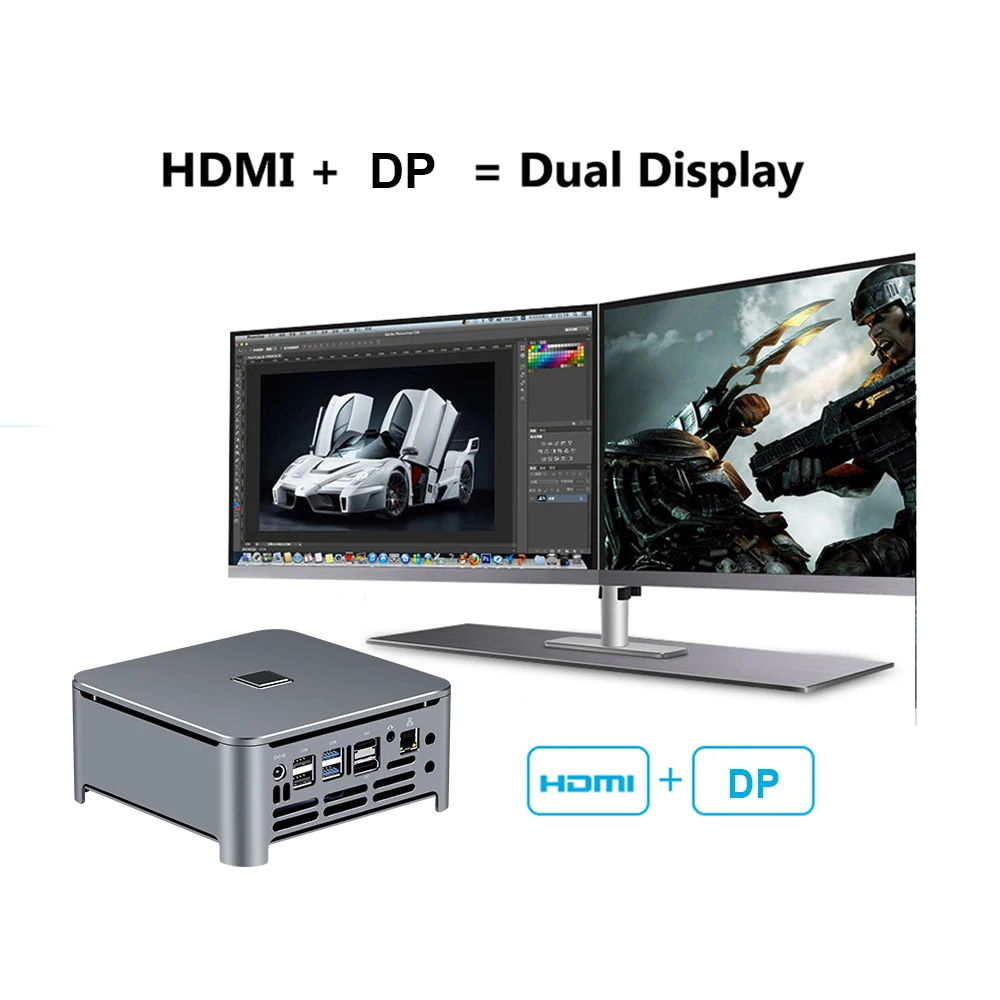 XCY Mini PC computer Intel Core i7 9850H i9 Processor DDR4 RAM Win 10 Linux Gaming 4K UHD HTPC HDMI