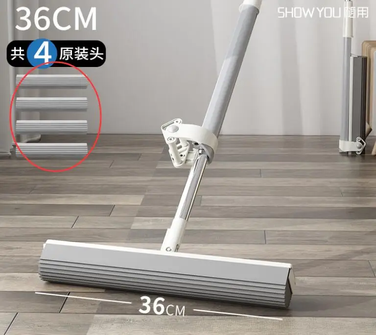 4 sponge 1 mop Швабра, Мочалка для рук, Абсорбирующая головка, домашняя, хлопковая, ленивая, сушильная, влажная, двойного назначения, Швабра для пола, большая, LB827174 - Цвет: 4 sponge 1 mop