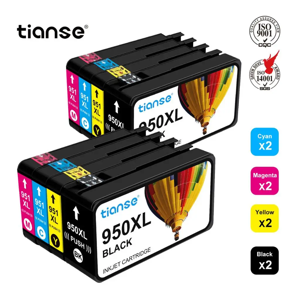 

TIANSE Compatible For HP 950XL 951XL 950 951 Ink Cartridges for Officejet Pro 8100 8600 8610 8615 8620 8625 251dw 276dw printer