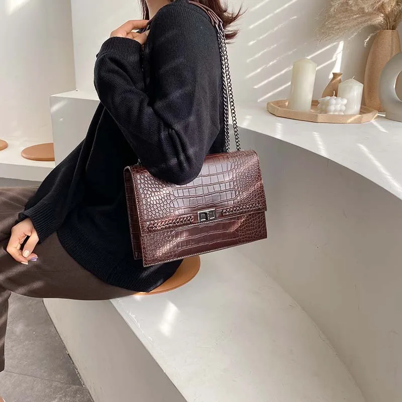 Bolsa Mujer, сумки для женщин, роскошные сумки, женские сумки, дизайнерские, крокодиловый узор, кожа, сумка через плечо, сумка-мессенджер