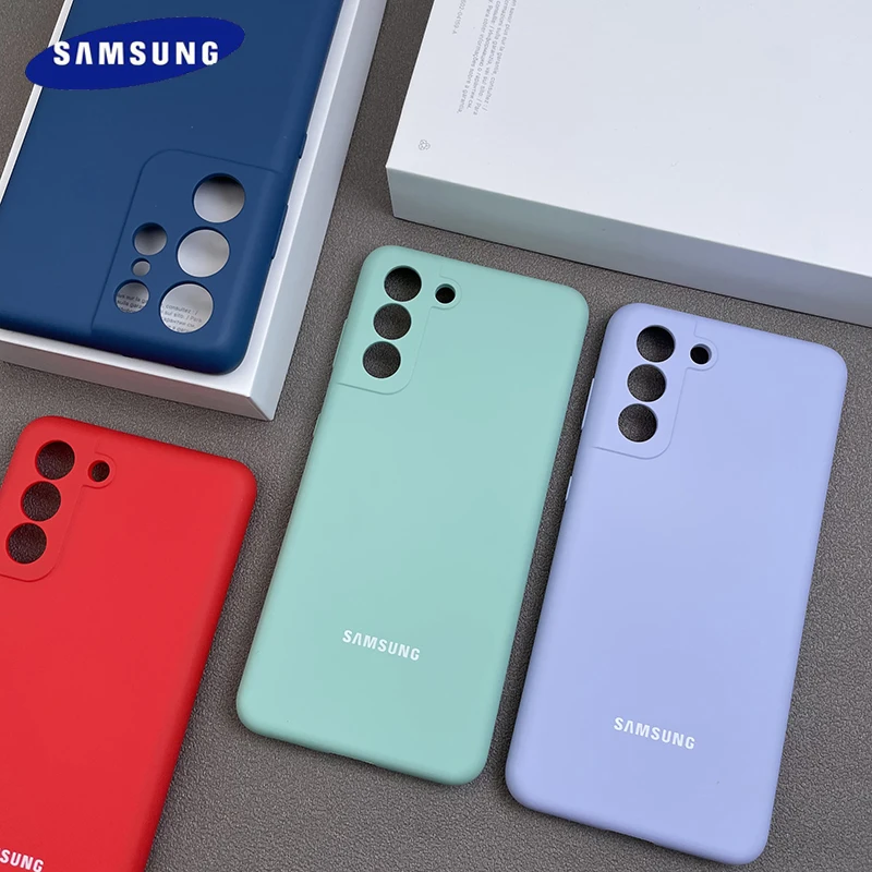 Caso de telefone de silicone líquido para samsung galaxy s21 plus uitra tpu sem impressão digital capa macia-toque acabamento de volta protetora