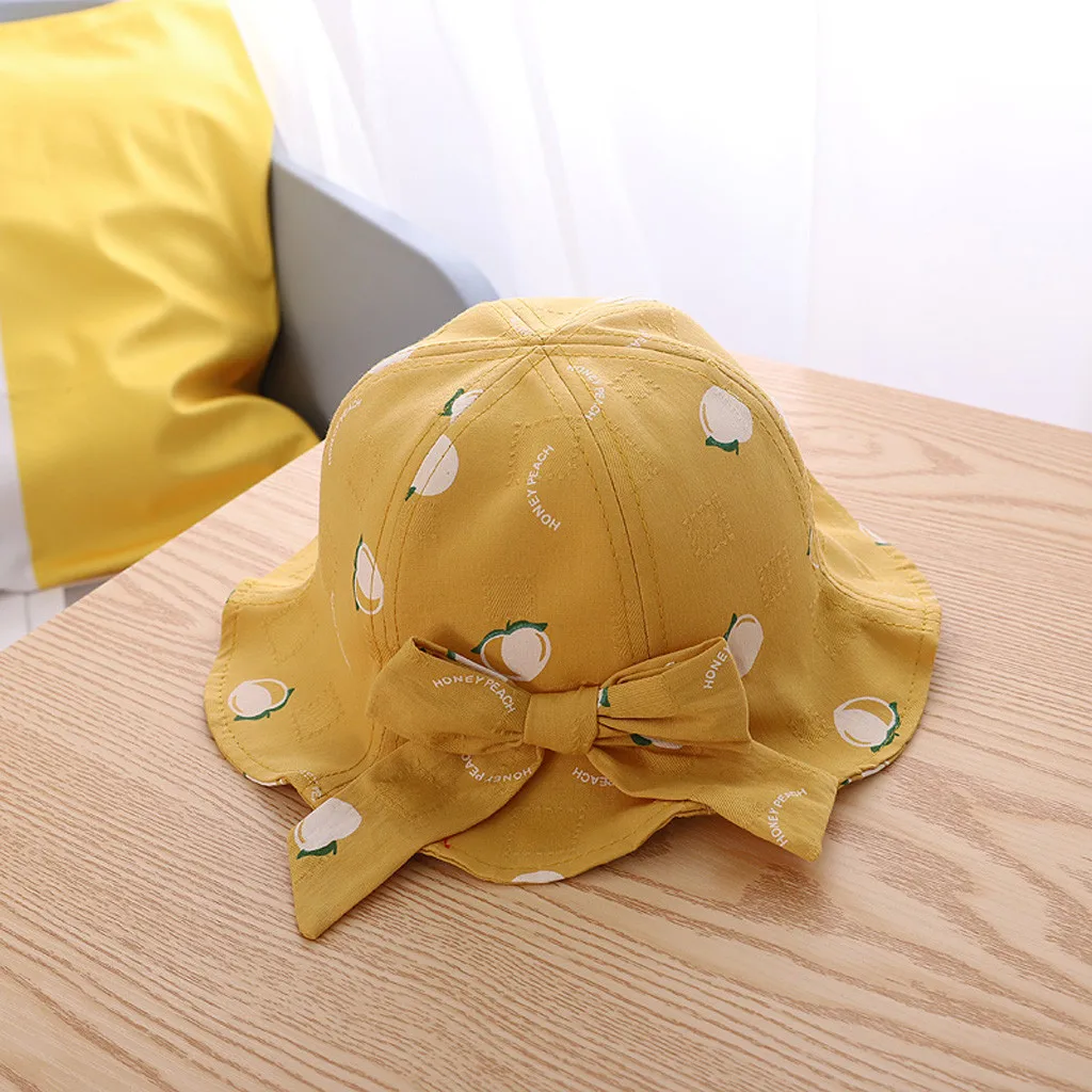 

Children peach bow visor hat hat sun hat sun hat fisherman hat cute breathable summer bow fruit sun protection princess S5