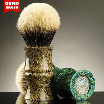 

OUMOBRUSH - Obsidian Rice husk bamboo shaving brush with Manchuria/ACE/SILK/WT/HOOK knots