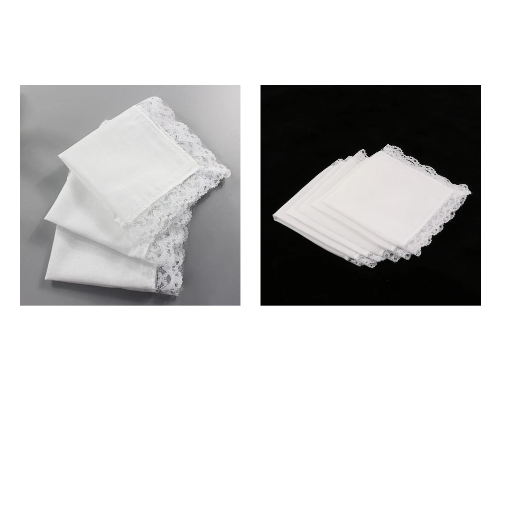 10 Pieces Men Women 100% Cotton White Handkerchiefs Comfy Hanky Party Hankies