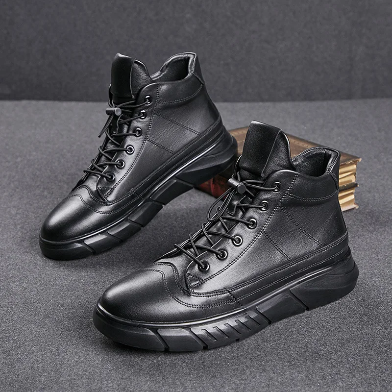 

MEN'S Shoes Autumn & Winter Casual Board Shoes Men's Genuine Leather Korean-style Trend Large Size Warm Cotton-padded Shoes High