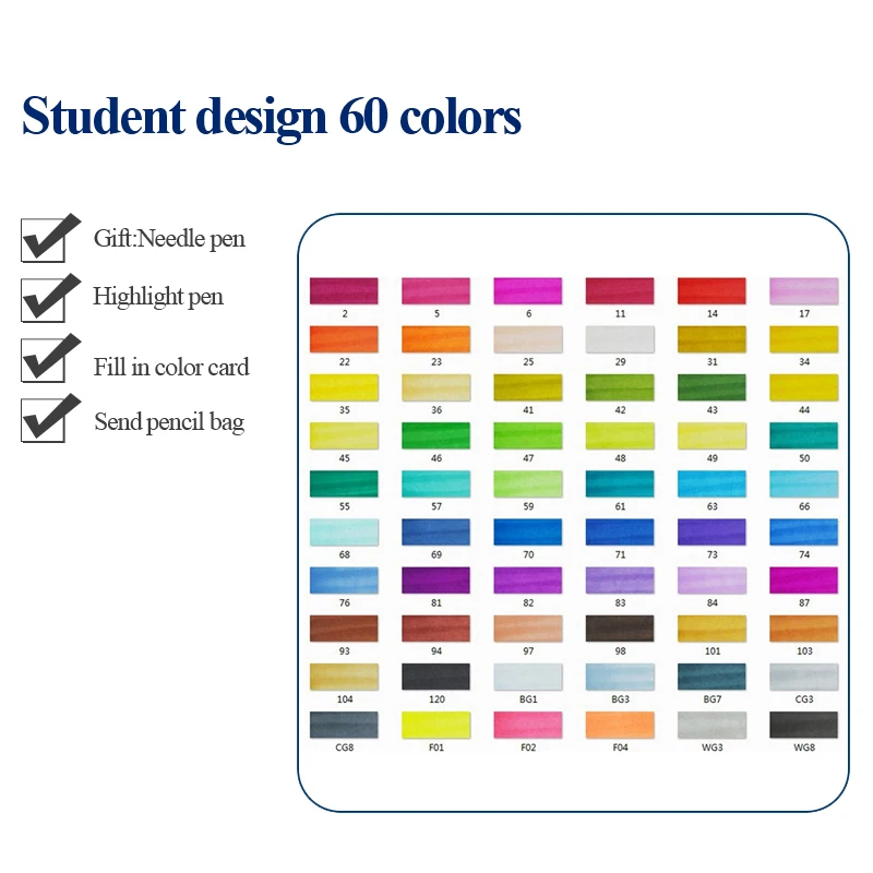 STA 3203 маркер для рисования набор двойной головой художественный эскиз жирной на спиртовой основе Маркеры Ручка 30/36/40/48/60/80/128/201 Цвета для анимации - Цвет: Student-60colors
