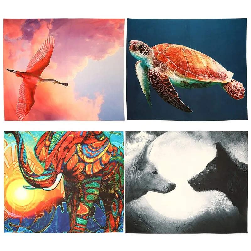 

Elephant Painting Animal Pug Dog Wall Hanging Polyester Tapestry Living Room Decor Home Decoration