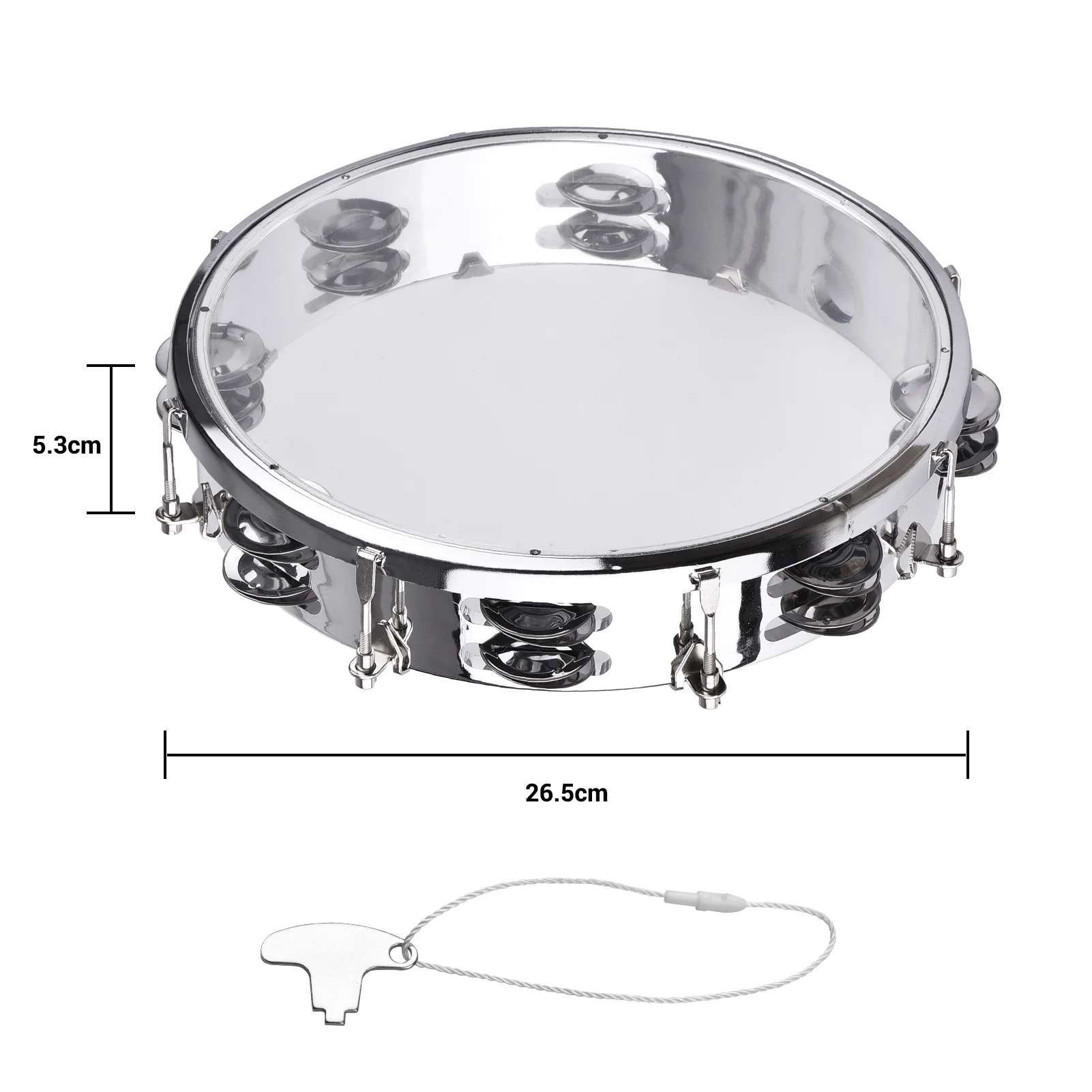8/10inch Tambourine Handbell Hand Drum with Double Row Jingles Percussion Instrument