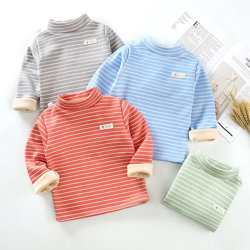 Fleece Lining Thick Toddler Boys Girls Sweatshirts Warm Autumn Winter Coat Sweater Baby Long Sleeve Outfit Tracksuit Kids Shirt