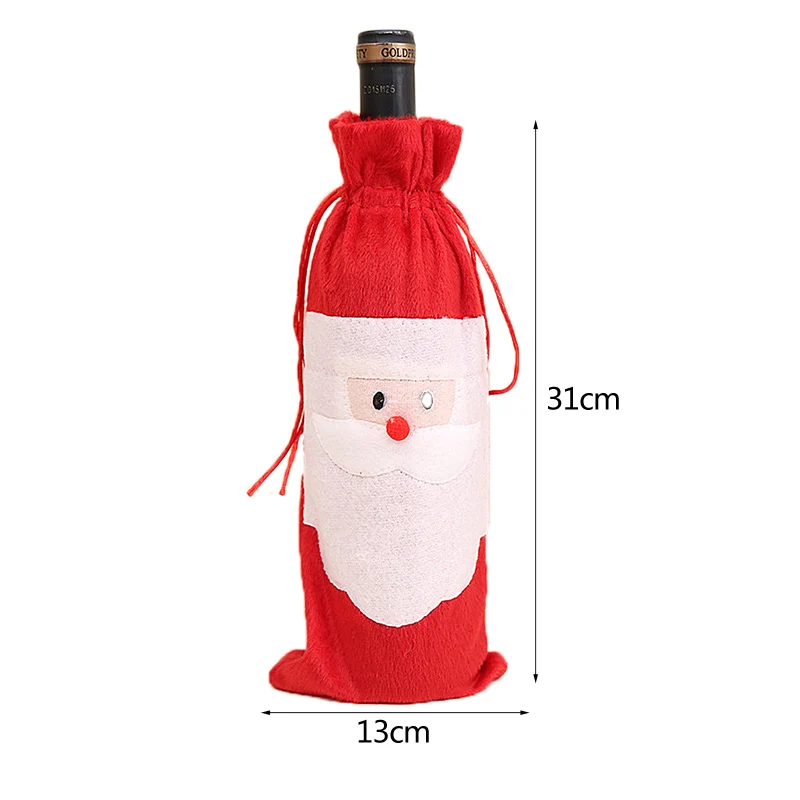 1 шт Санта Клаус Снеговик Шнурок бутылки вина мешок Рождественский подарок поставки Крышка для стеклянной бутылки на год Рождественские вечерние украшения
