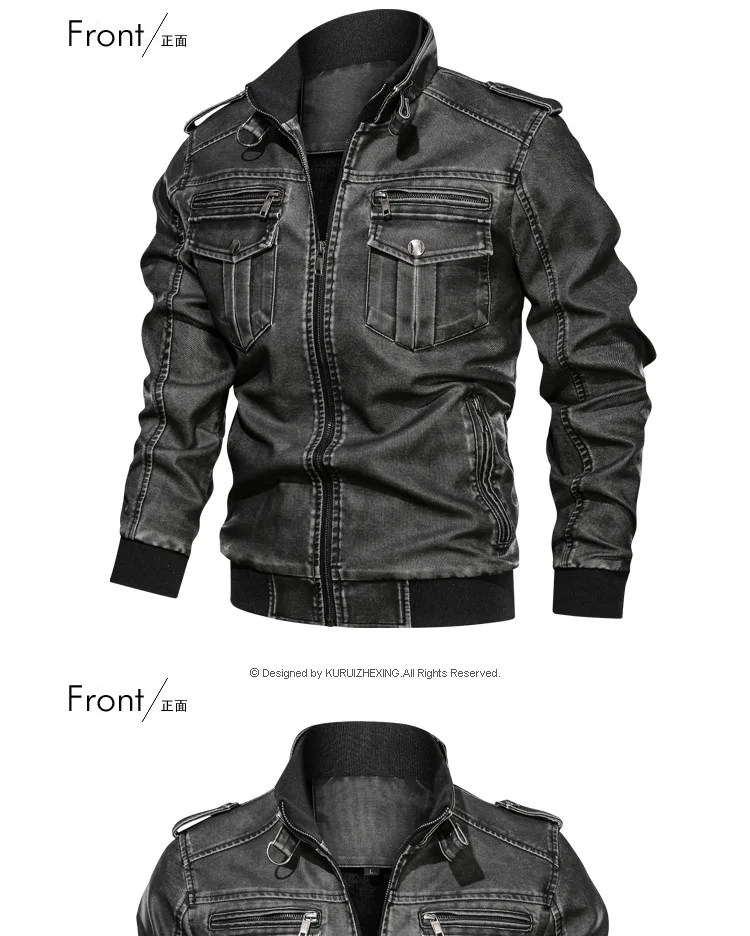AliExpress осеннее винтажное мотоциклетное пальто из искусственной кожи большого размера, свободное мужское кожаное пальто с несколькими карманами