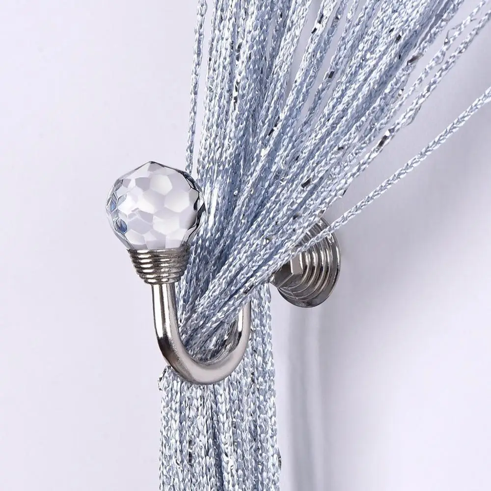 2PCS Metal Crystal Wall-Tie Back Hooks Home Curtain Holdback Hanger Holder Decor 