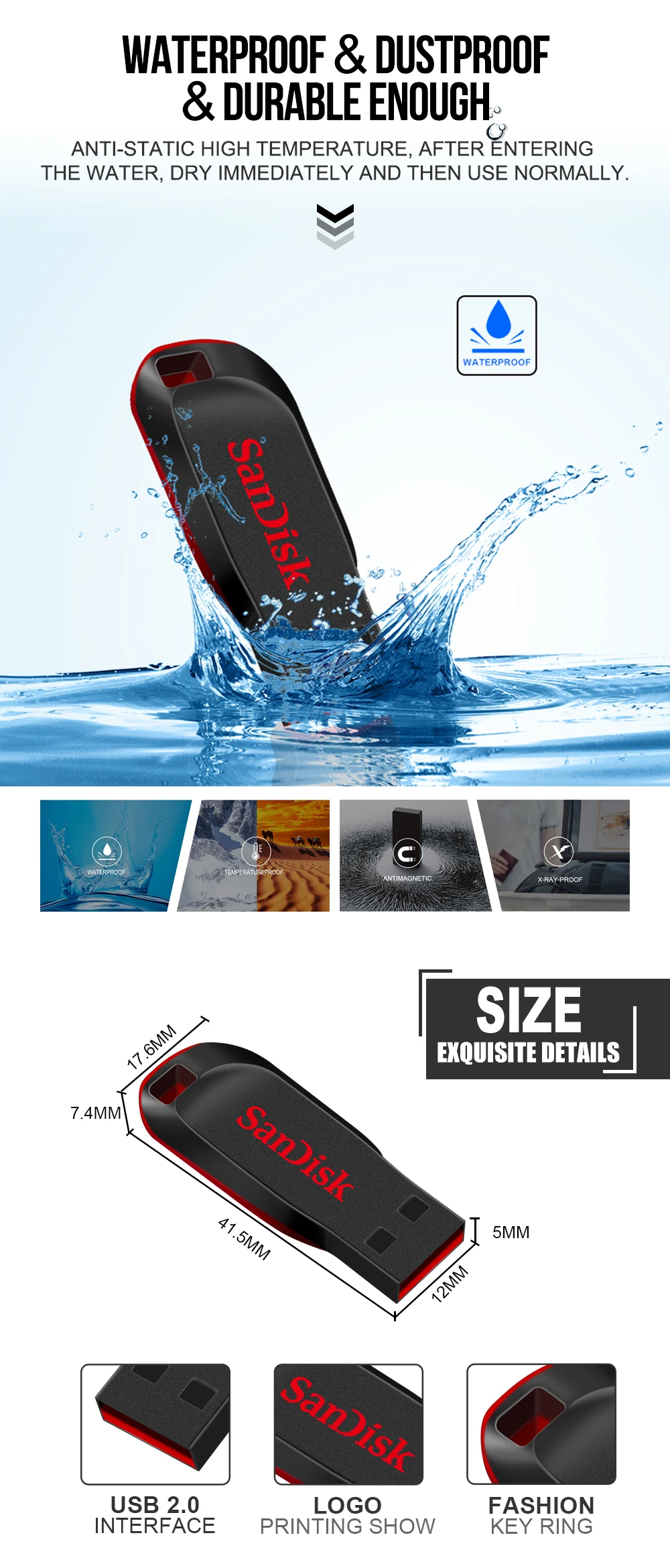 SanDisk CZ50 Pen Drive 16GB 32GB USB flash drive 64GB 128GB USB 2.0 memory stick 16 32 64 128 gb USB pen drive 100% Original 32gb usb