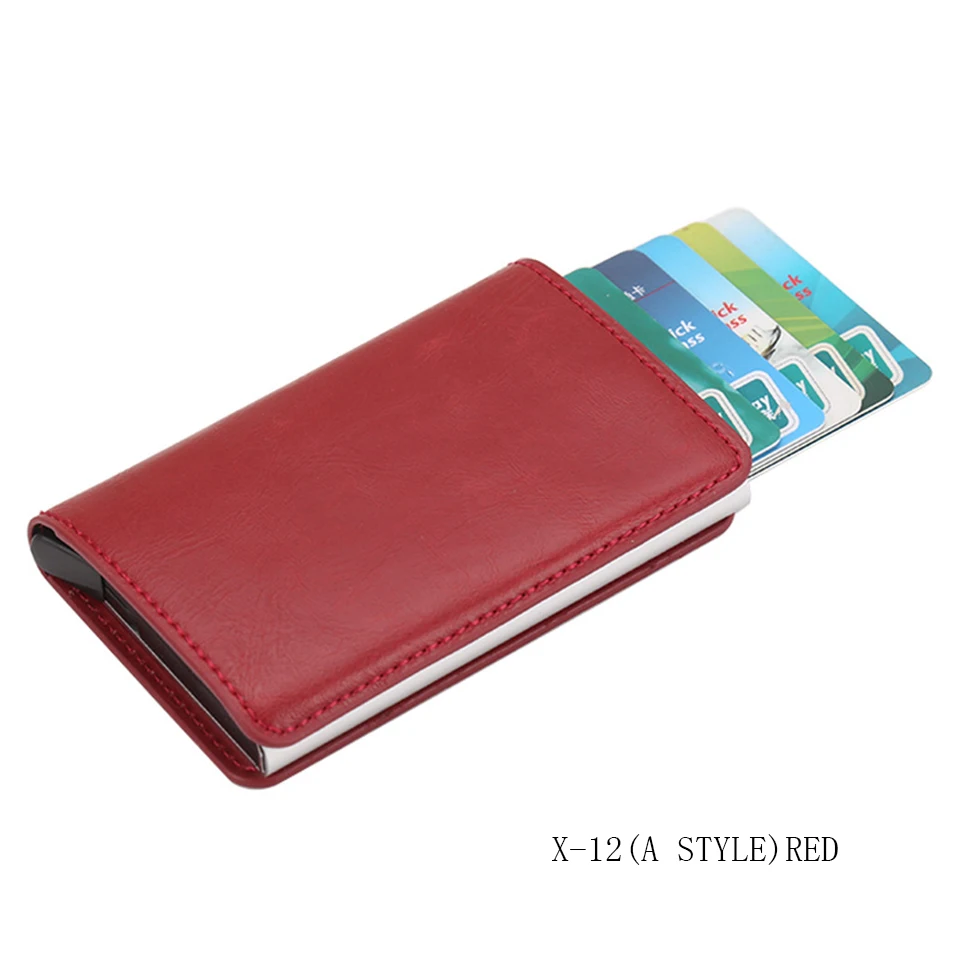 red color D Oswego мужской держатель для кредитных карт s Бизнес футляр для удостоверения личности алюминиевый автоматический RFID кошелек держатель для банковских карт для дропшиппинг - Цвет: red color D