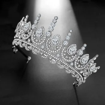 

Princess Bridal Zircon Tiara Alloy Bridal Headpiece Baroque Crown Rhinestone Wedding Hair Accessories Diademas De Novia