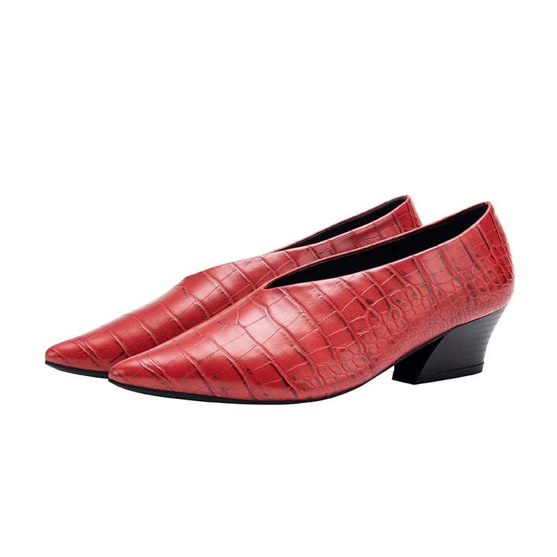 XGRAVITY с узором «крокодиловая кожа» Модные женские острый носок Обувь на высоких каблуках элегантные лакированные сапоги из PU искусственной кожи на танкетке, ботинки с массивным каблуком; модная женская обувь
