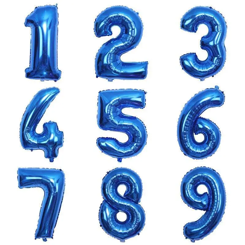 Wedding-Supplies Number Foil-Balloon Birthday-Party-Decoration Blue 0-To-9 Digital Inflatble