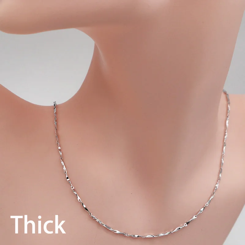 

925 Sterling Silver Bamboo Joint Chain Necklaces For Women Men Ingot Shape Accessory Chain Necklace Thick / Thin Two Models