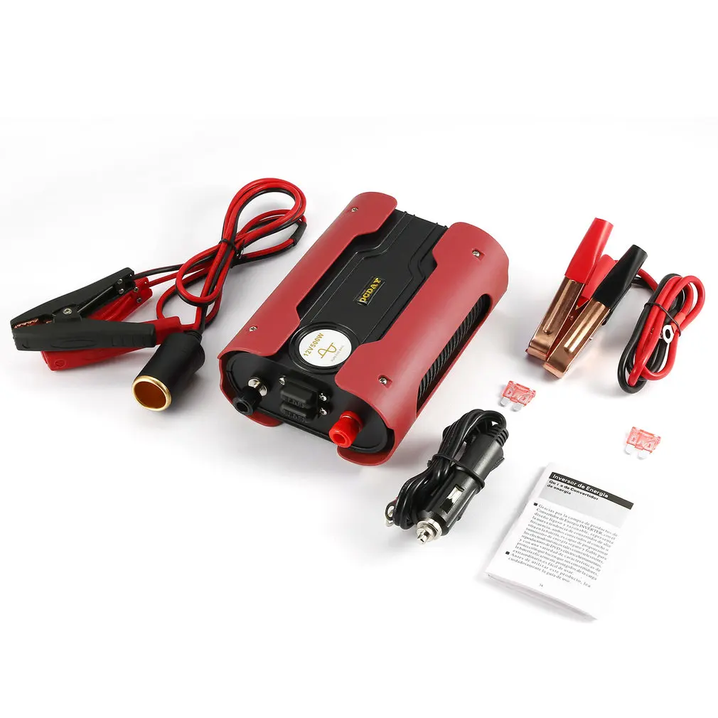 

LESHP Red 500W Peak 1000W Modified Sine Wave Power Inverter Car Power Converter with 2 USB Port DC 12V For Home Appliance