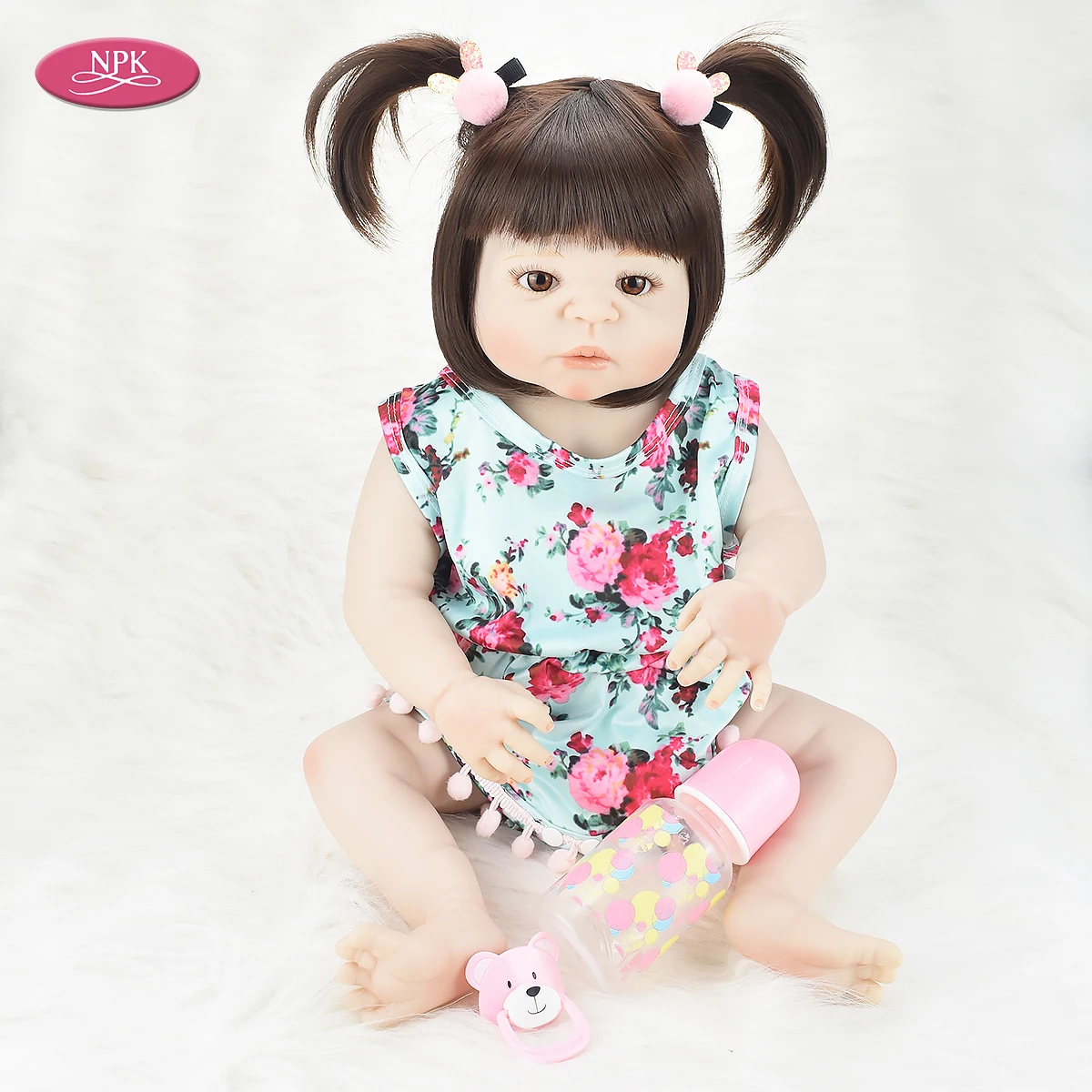 

Realistic Full Silicone Baby Girl Reborn Doll Bath Toy For Kids 55CM Vinyl Bebe Reborn Menina Lifelike Princess Reborn Toddler