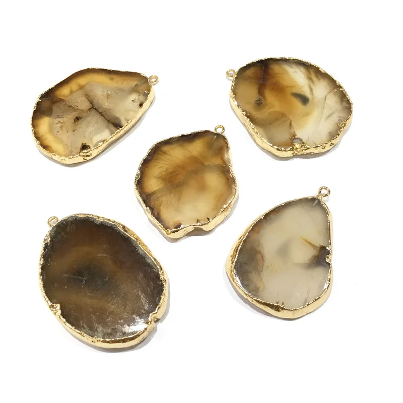 

Natural stone slice agates pendant Irregular shape Pendants for Jewelry Making DIY Necklace Accessories Size 40x50mm