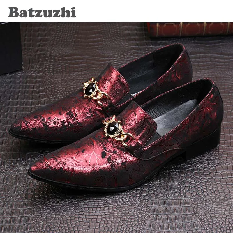 

Batzuzhi Luxury Design Men Leather Dress Shoes Fashion Red Oxford Shoes Men for Party/Wedding/Stage zapatos de hombre, EU38-46