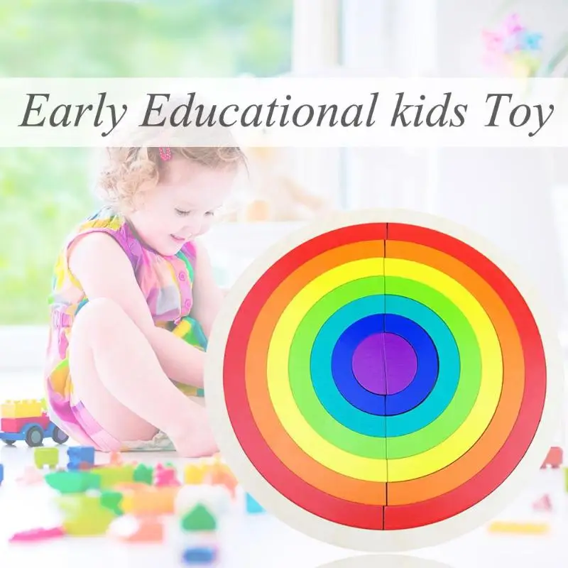 Greatest  Wooden block rainbow kids children building blocks wooden toys baby early learning montessori educa