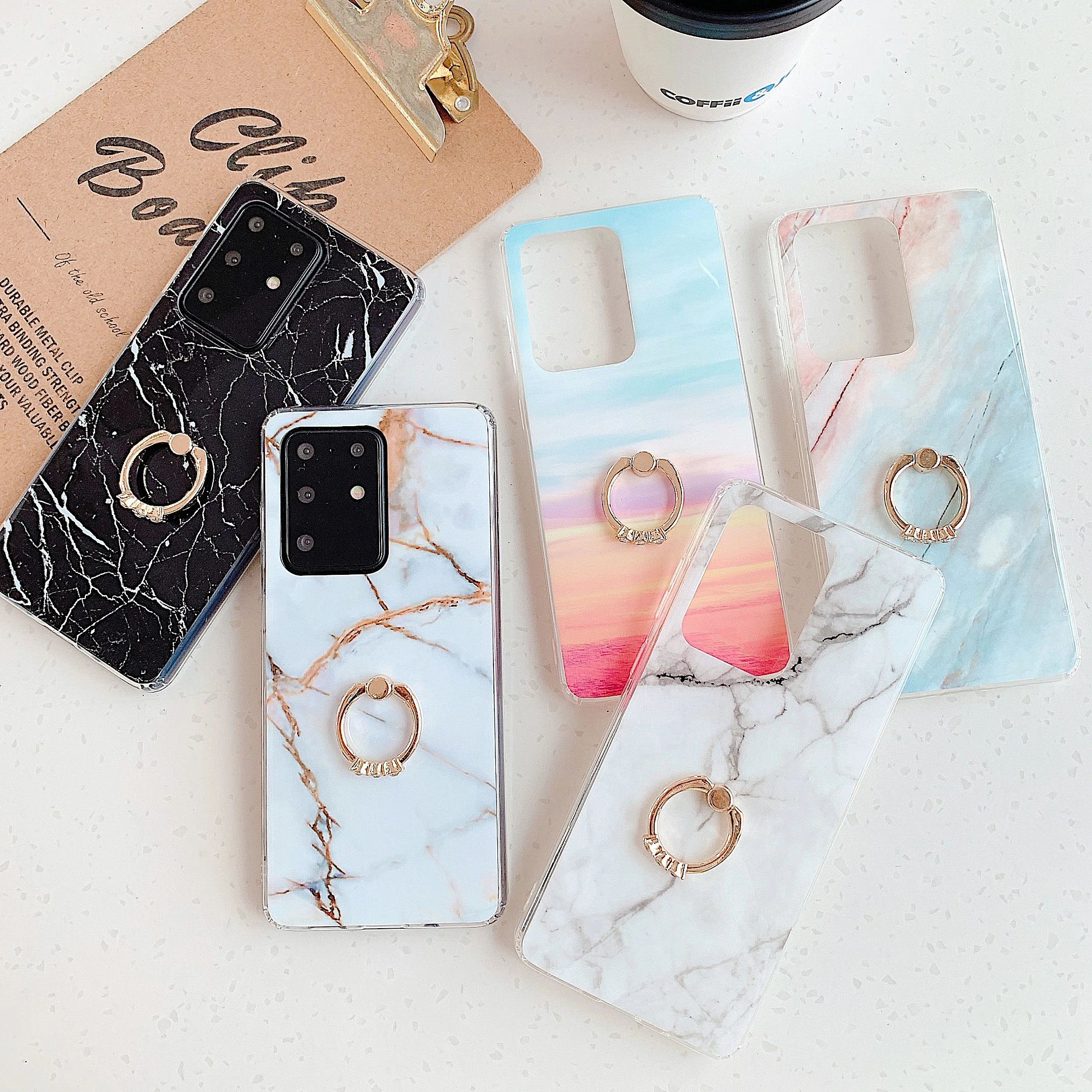 

luxury Soft TPU Marble Cover Women Ring Bracket Phone Case For Huawei Mate 20 P20 P30 P40 Lite Pro Nova 2s 3e 3i 4e 5i