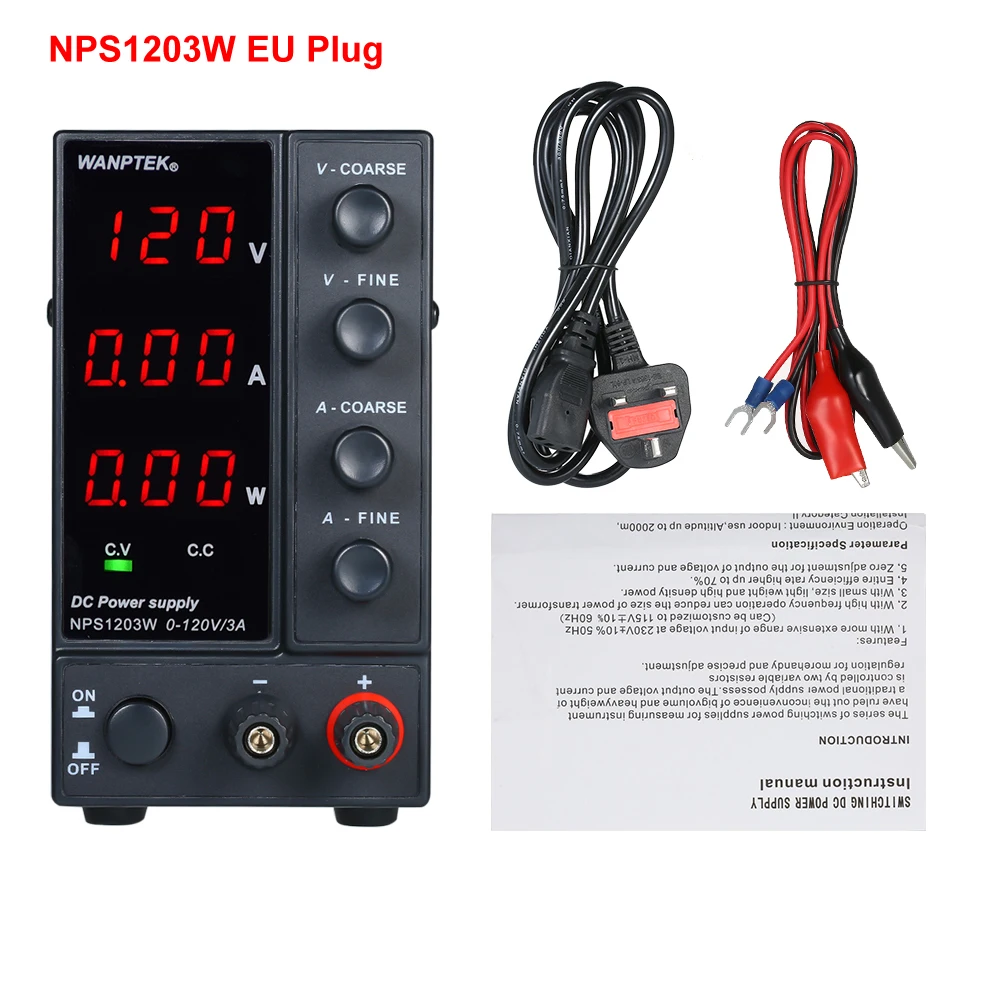 NPS605W/NPS1203W Переключение DC Питание 0-60V 0-5A 115 V/230 V 50/60Hz Напряжение& регулируемый ток двойной Выход с 3 цифр светодиодный - Цвет: 1203W  EU Plug