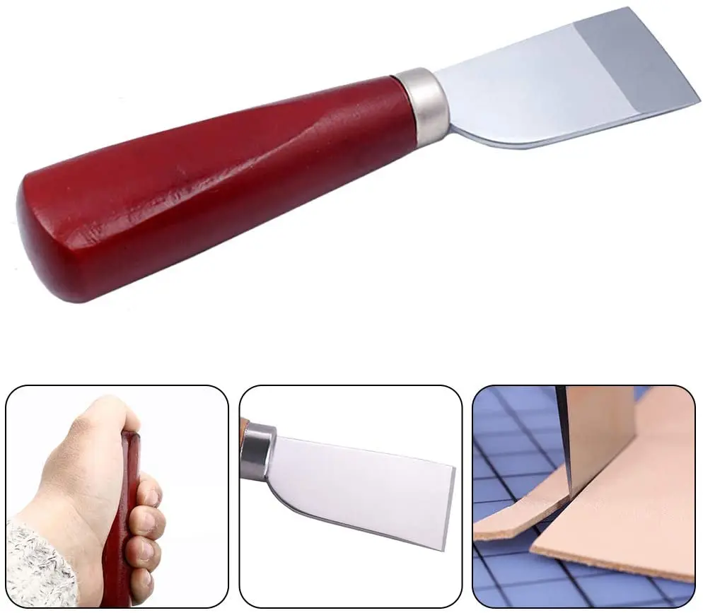 

Imzay Leathercraft Knife Leather Cutting Knife with Wooden Handle Easy Trimming & Edge Skiving Leathercraft Craft Tool for DIY