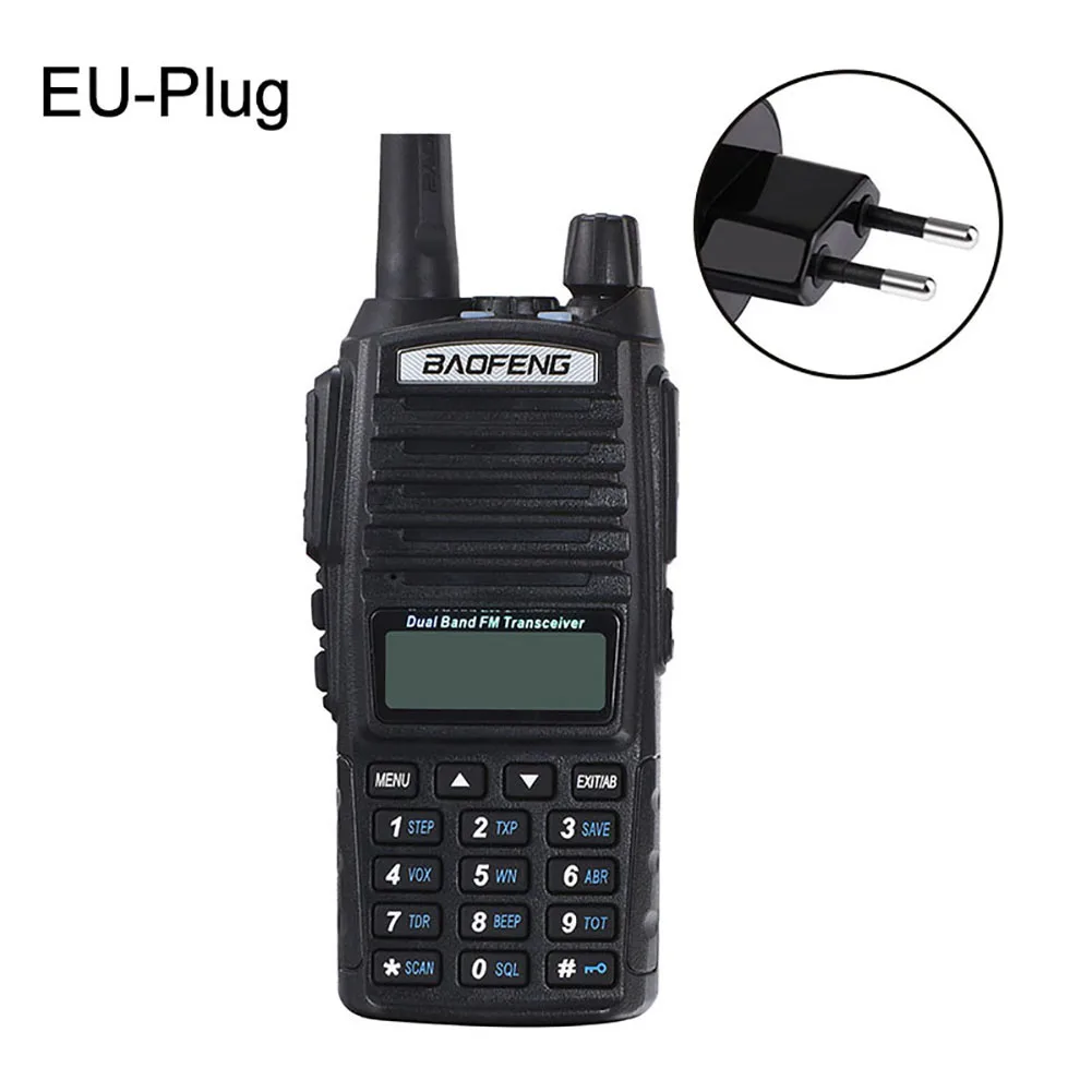 Black EU Plug Baofeng UV-82 Plus 8 Вт 10 км Большая дальность мощная рация портативная CB vhf/uhf двухстороннее радио Amador 8 Вт радиостанция - Цвет: Black EU Plug