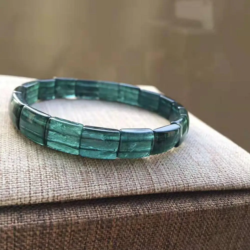 

Natural Blue Tourmaline Bangle Bracelet Women Men Love Gift Stretch 10mm Beads Rainbow Stone Crystal Stretch Bangle AAAAA