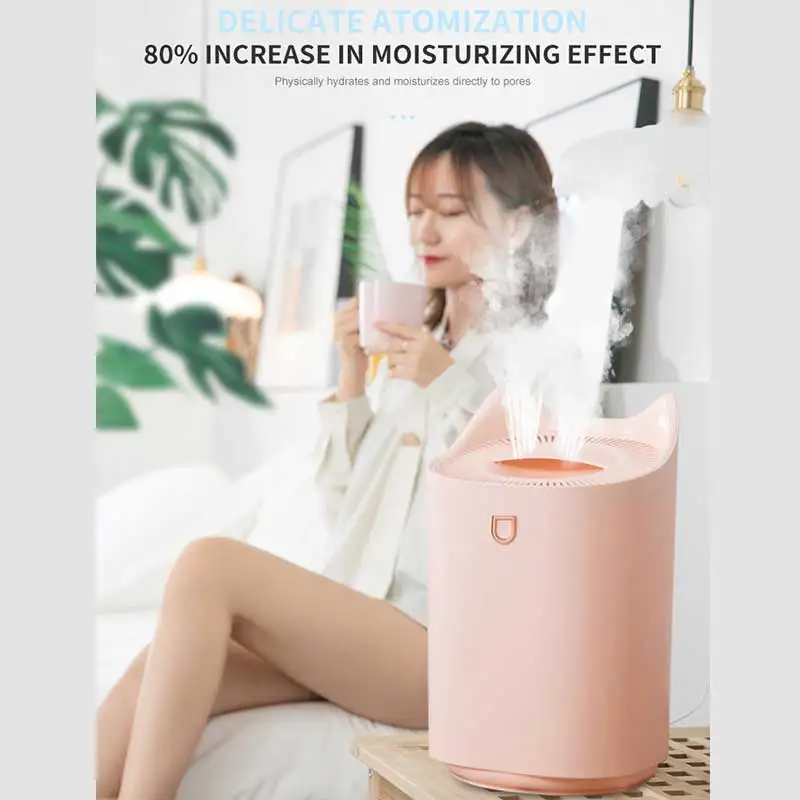 

1 pc USB Silent Humidifier Dual Nozzle Air Humidifier Color LED Light Portable Household Large Capacity Skin Care Nano Spray