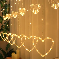2.5m Wedding Heart Shaped Curtain String Light Confession LOVE Fairy Lamp for Valentine's Day Christmas Party Window Garden Deco