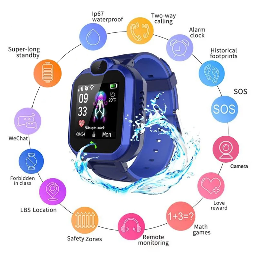 Q19S Kids Smart Watch IP67 Waterproof GPS Camera WI-FI For Children Student Watch SOS Call Monitor Tracker Position Clock