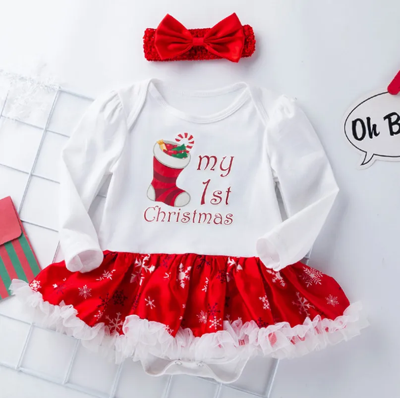 2 piece set Рождественские комплекты одежды для маленьких девочек; комбинезон с юбкой-пачкой для принцессы; комбинезон для малышей; комплект из обуви; Bebe; костюмы; Vestido; подарки для детей - Цвет: 2 piece set