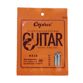 

10 Sets Orphee NX35 Clear Nylon Silver Plated Classical Guitar Strings Hard Tension (.028 .032 .040 .030 .036 .045)