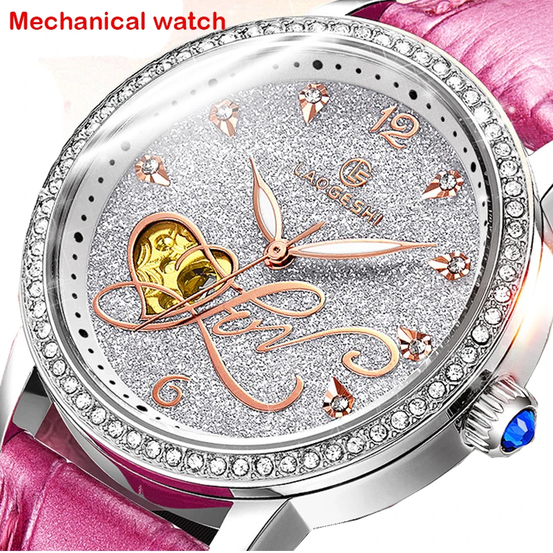 Women Fashion Waterproof Stainless Diamond Luxury Colorful Ladies Wristwatch Automatic Mechanical Relogio by VFSKN afbeelding