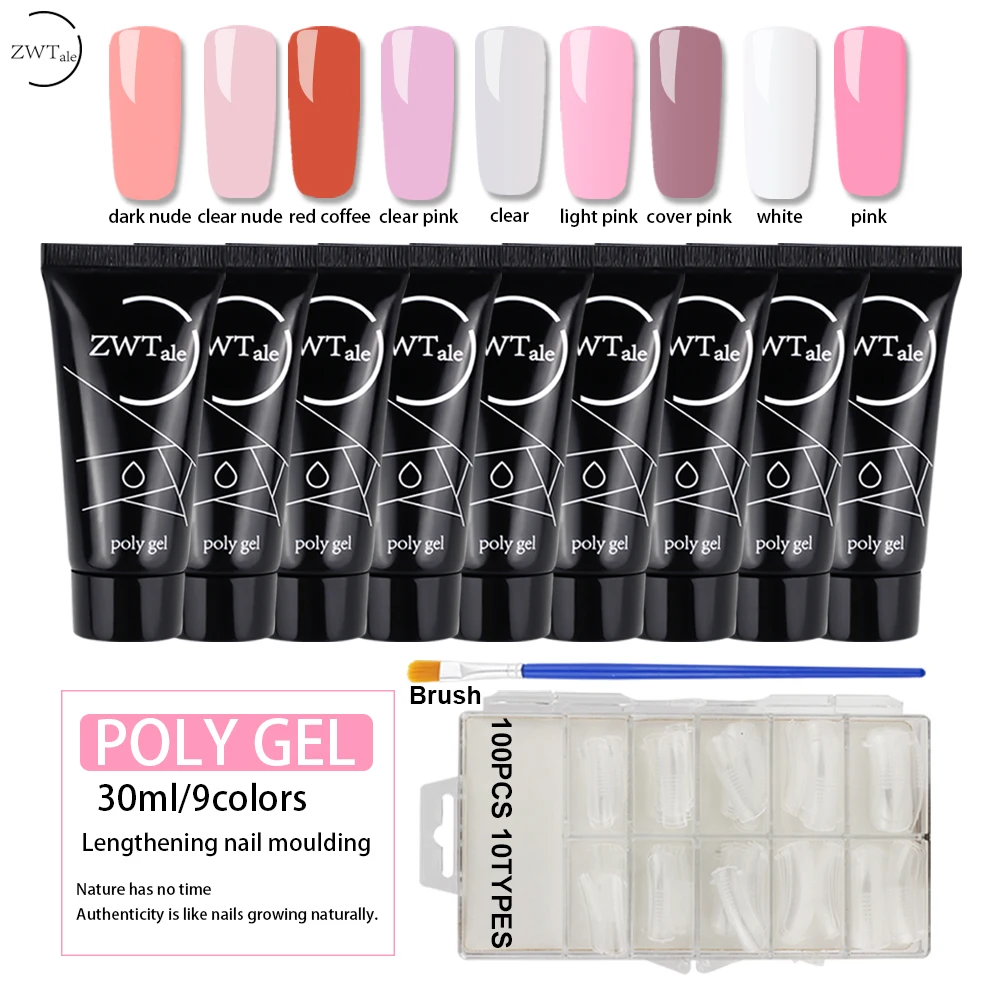 

Poly Gel Set 30ml Nail Extension UV Gel Nail Polish Enhancement All-in-One Crystal French Gel Builder Quick Building Polygel